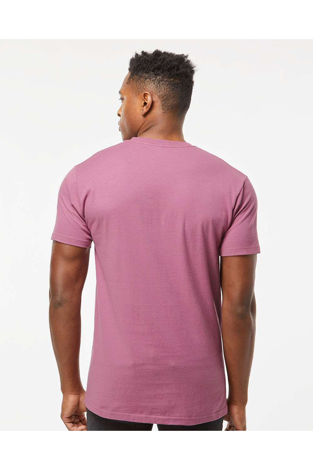 Tultex 290 Mens Jersey Short Sleeve Crewneck T-Shirt Cassis Pink Model Back