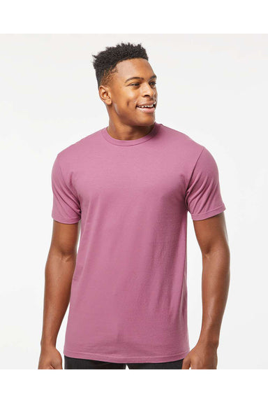 Tultex 290 Mens Jersey Short Sleeve Crewneck T-Shirt Cassis Pink Model Front