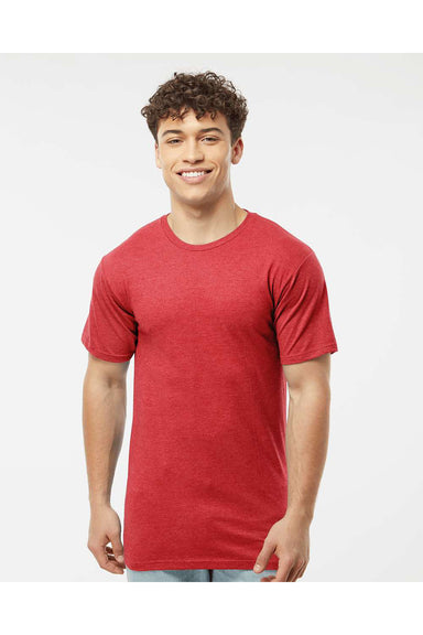 Tultex 290 Mens Jersey Short Sleeve Crewneck T-Shirt Heather Red Model Front