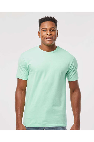 Tultex 290 Mens Jersey Short Sleeve Crewneck T-Shirt Light Mint Green Model Front