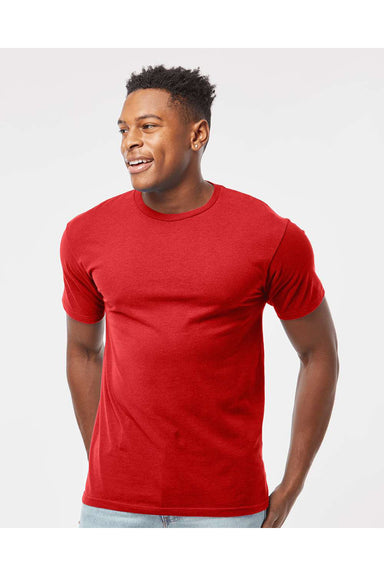 Tultex 290 Mens Jersey Short Sleeve Crewneck T-Shirt Red Model Front