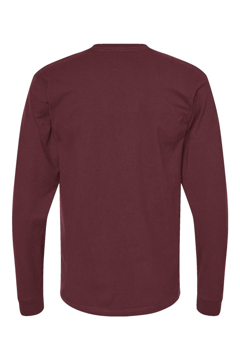 Tultex 291 Mens Jersey Long Sleeve Crewneck T-Shirt Burgundy Flat Back