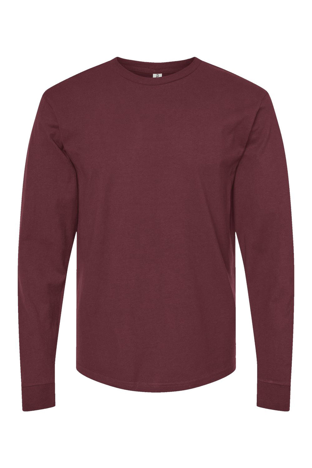 Tultex 291 Mens Jersey Long Sleeve Crewneck T-Shirt Burgundy Flat Front