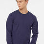 Tultex Mens Jersey Long Sleeve Crewneck T-Shirt - Inked India Blue