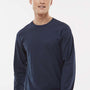Tultex Mens Jersey Long Sleeve Crewneck T-Shirt - Navy Blue