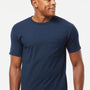 Tultex Mens Jersey Short Sleeve Crewneck T-Shirt w/ Pocket - Navy Blue