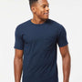 Tultex Mens Jersey Short Sleeve Crewneck T-Shirt w/ Pocket - Navy Blue - NEW