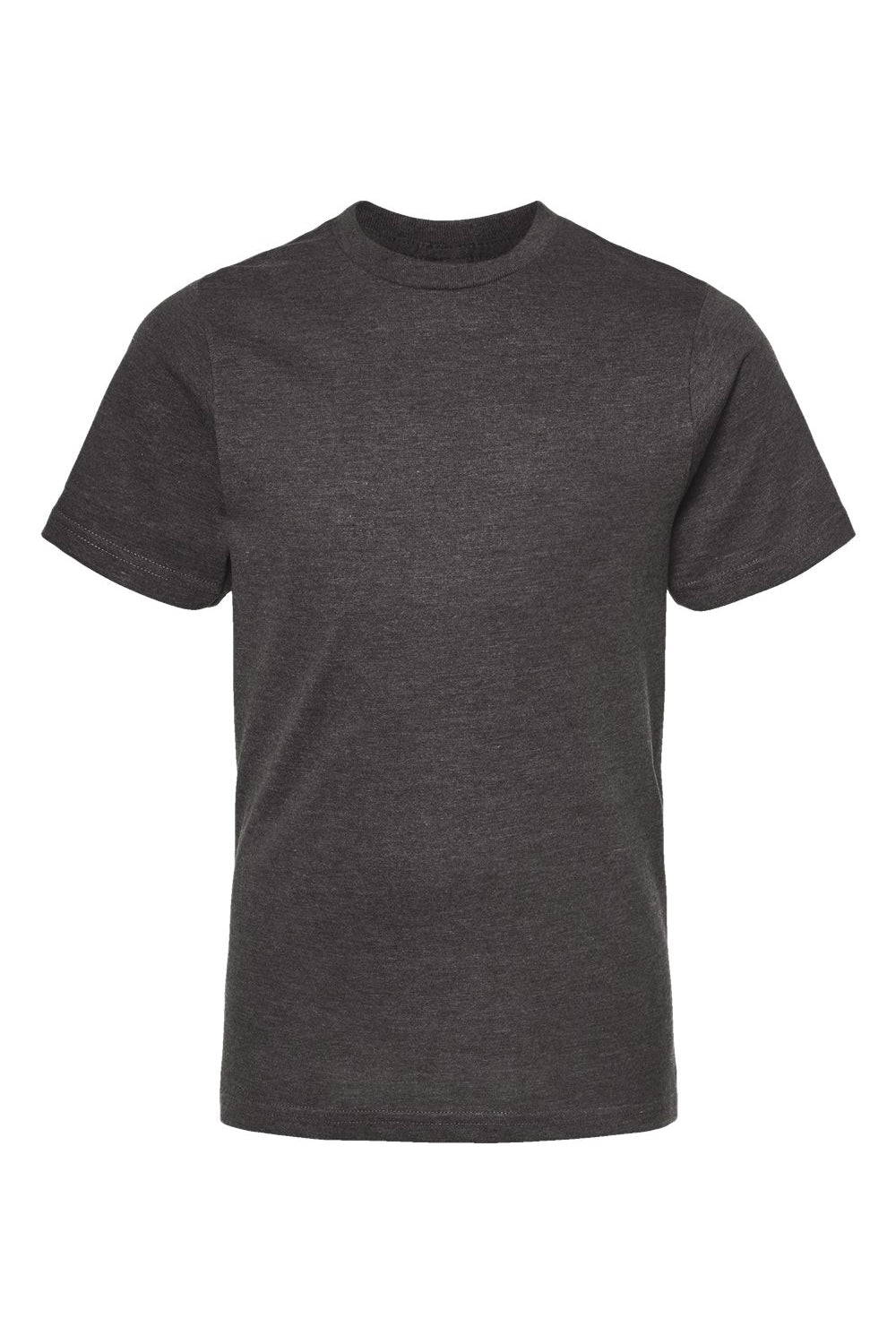Tultex 295 Youth Jersey Short Sleeve Crewneck T-Shirt Heather Charcoal Grey Flat Front