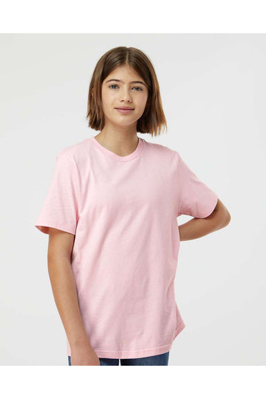 Tultex 295 Youth Jersey Short Sleeve Crewneck T-Shirt Light Pink Model Front