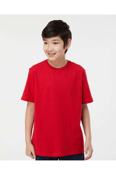 Tultex 295 Youth Jersey Short Sleeve Crewneck T-Shirt Red Model Front