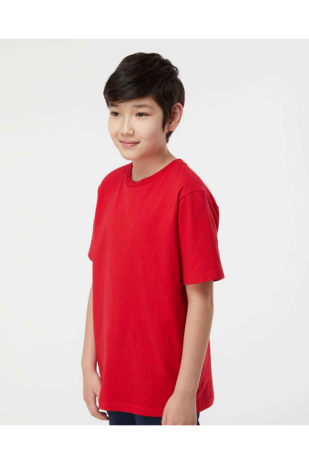 Tultex 295 Youth Jersey Short Sleeve Crewneck T-Shirt Red Model Side