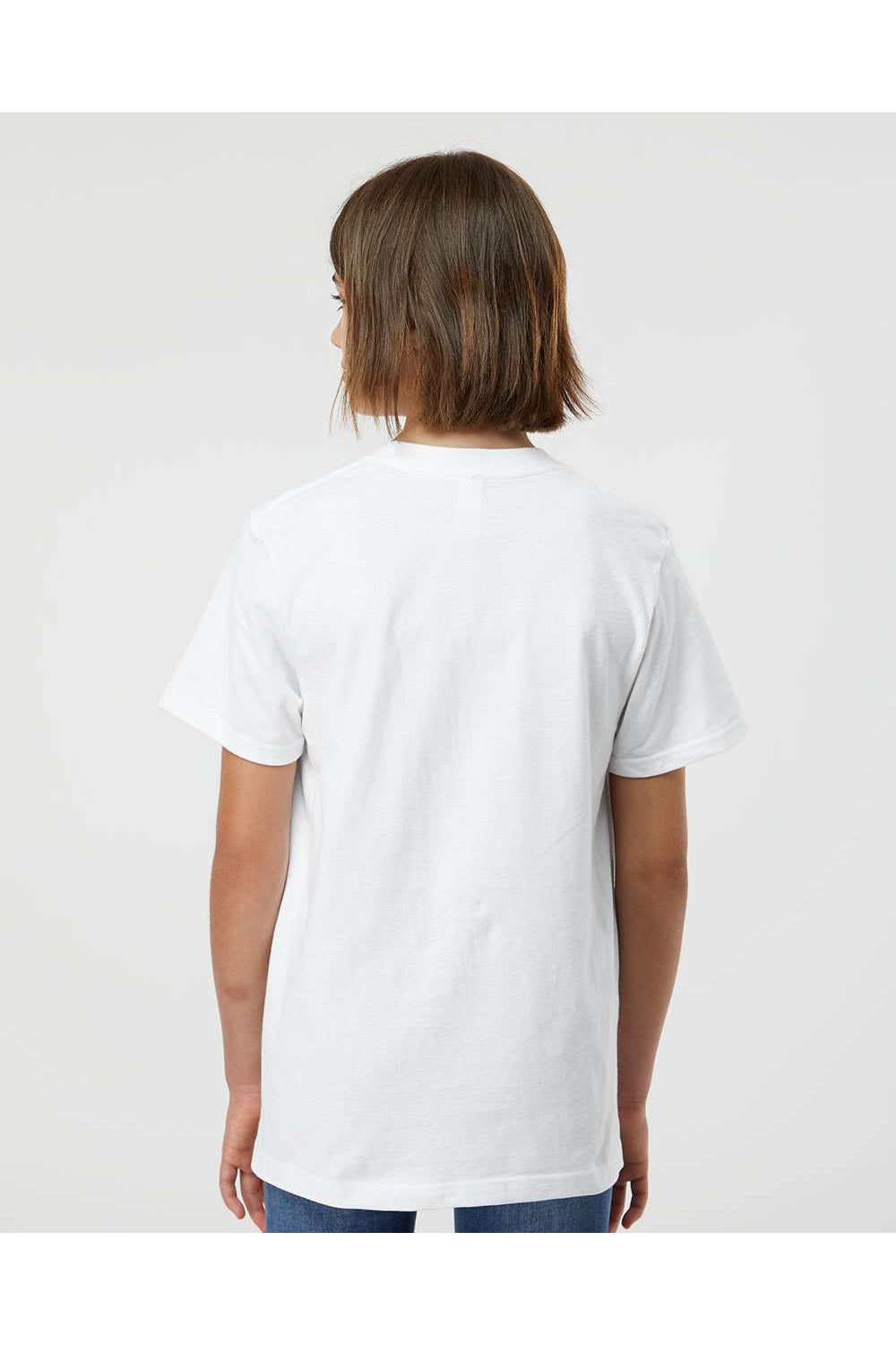 Tultex 295 Youth Jersey Short Sleeve Crewneck T-Shirt White Model Back