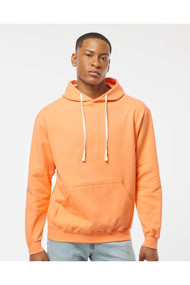 Tultex 320 Mens Fleece Hooded Sweatshirt Hoodie Cantaloupe Orange Model Front