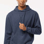 Tultex Mens Fleece Hooded Sweatshirt Hoodie w/ Pouch Pocket - Heather Denim Blue