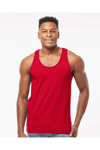 Tultex S105 Mens Fine Jersey Tank Top Red Model Front
