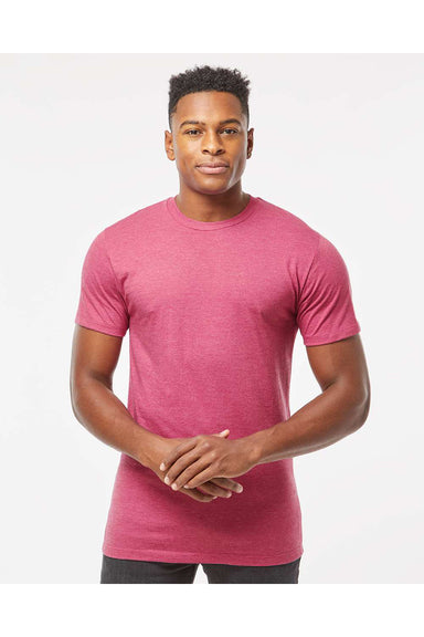 Tultex 541 Mens Premium Short Sleeve Crewneck T-Shirt Heather Cactus Flower Pink Model Front