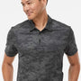 Adidas Mens Camo Moisture Wicking Short Sleeve Polo Shirt - Dark Grey