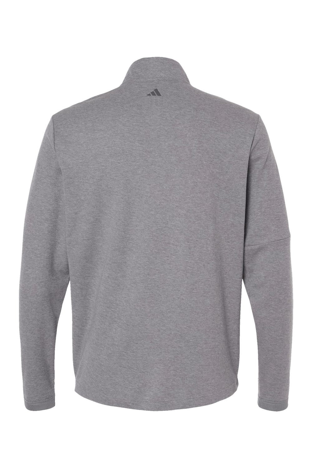 Adidas A554 Mens 3 Stripes 1/4 Zip Sweater Grey Melange Flat Back