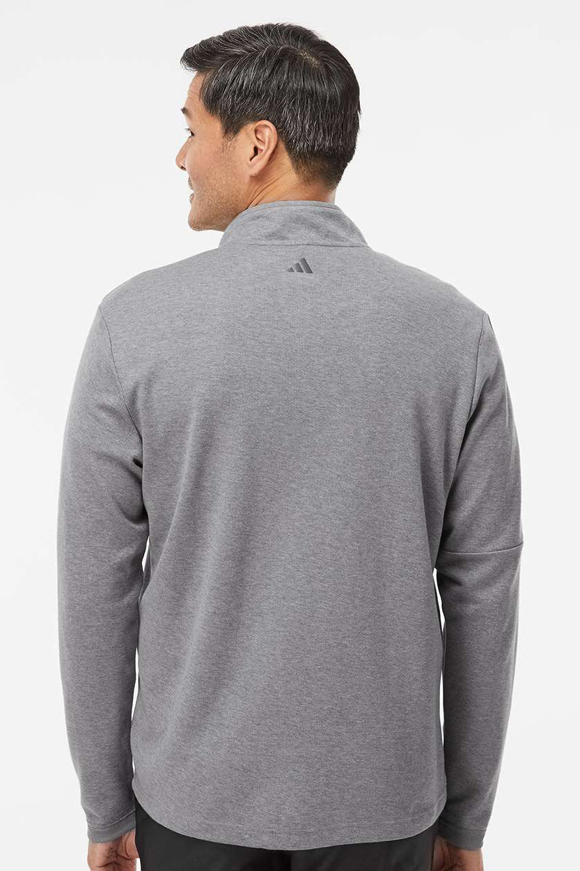 Adidas A554 Mens 3 Stripes 1/4 Zip Sweater Grey Melange Model Back