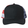 Kati Mens Printed Mesh Snapback Trucker Hat - Black/USA Flag - NEW