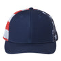 Kati Mens Printed Mesh Snapback Trucker Hat - Navy Blue/USA Flag - NEW