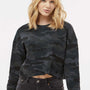 Independent Trading Company Womens Crop Crewneck Sweatshirt - Black Camo