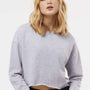 Independent Trading Company Womens Crop Crewneck Sweatshirt - Heather Grey