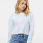 Independent Trading Co. Womens Crop Crewneck Sweatshirt - Cotton Candy Tie Dye - NEW