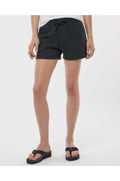 Independent Trading Co. PRM20SRT Womens California Wave Wash Fleece Shorts w/ Pockets Black Model Front