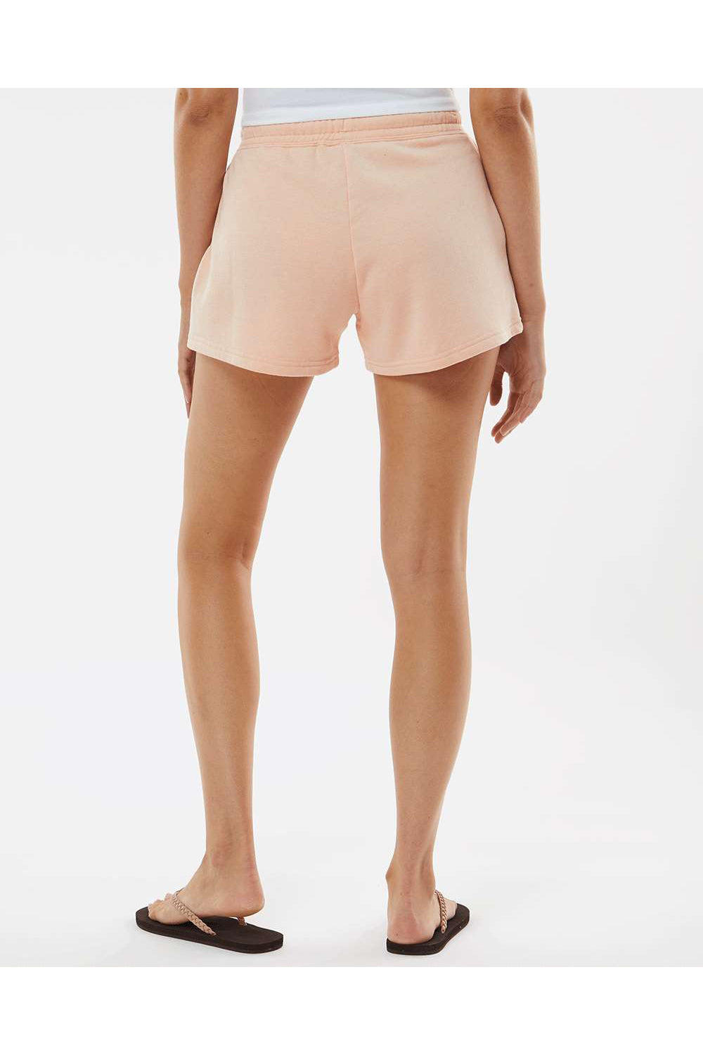 Independent Trading Co. PRM20SRT Womens California Wave Wash Fleece Shorts w/ Pockets Blush Model Back