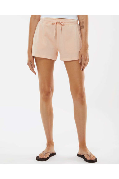 Independent Trading Co. PRM20SRT Womens California Wave Wash Fleece Shorts w/ Pockets Blush Model Front