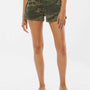 Independent Trading Co. Womens California Wave Wash Fleece Shorts w/ Pockets - Heather Forest Green Camo - NEW