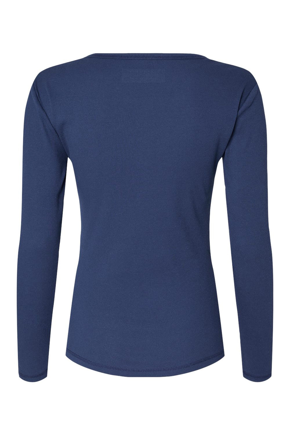 Boxercraft BW2402 Womens Harper Long Sleeve Henley T-Shirt Navy Blue Flat Back