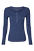 Boxercraft BW2402 Womens Harper Long Sleeve Henley T-Shirt Navy Blue Flat Front