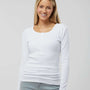 Boxercraft Womens Harper Long Sleeve Henley T-Shirt - White - NEW
