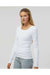 Boxercraft BW2402 Womens Harper Long Sleeve Henley T-Shirt White Model Side