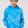 Independent Trading Company Youth Tie-Dye Hooded Sweatshirt Hoodie w/ Pouch Pocket - Aqua Blue
