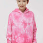 Independent Trading Company Youth Tie-Dye Hooded Sweatshirt Hoodie w/ Pouch Pocket - Pink