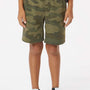Independent Trading Company Youth Special Blend Fleece Shorts w/ Pockets - Heather Forest Green Camo - Closeout