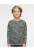 LAT 2225 Youth Elevated Fleece Crewneck Sweatshirt Vintage Camo Model Front