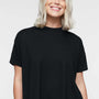 LAT Womens Hi-Lo Short Sleeve Crewneck T-Shirt - Black