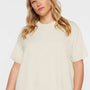 LAT Womens Hi-Lo Short Sleeve Crewneck T-Shirt - Natural