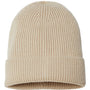 Atlantis Hats Unisex Sustainable Fine Rib Cuffed Beanie - Light Beige