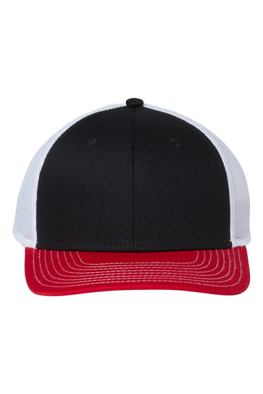 The Game GB452E Mens Everyday Trucker Hat Black/Red/White Flat Front