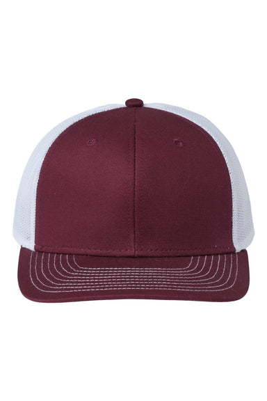 The Game GB452E Mens Everyday Trucker Hat Maroon/White Flat Front