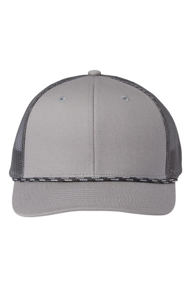 The Game GB452R Mens Everyday Rope Trucker Hat Light Grey/Charcoal Grey Flat Front