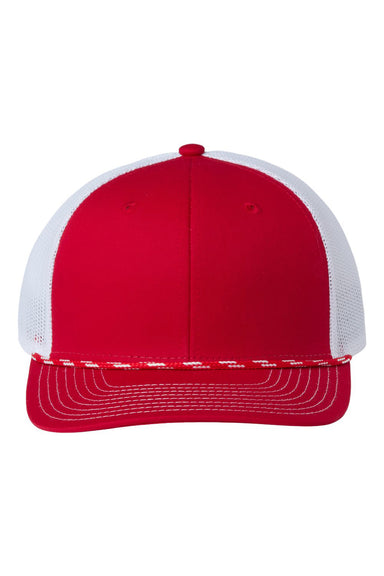 The Game GB452R Mens Everyday Rope Trucker Hat Red/White Flat Front