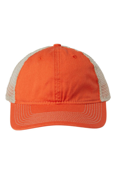 The Game GB880 Mens Soft Trucker Hat Orange/Khaki Flat Front