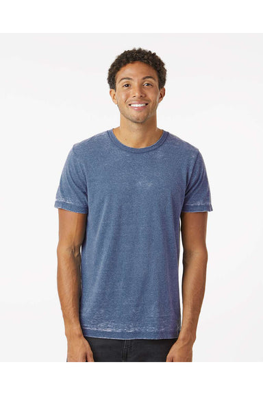 Colortone 1350 Mens Acid Wash Burnout Short Sleeve Crewneck T-Shirt Denim Blue Model Front