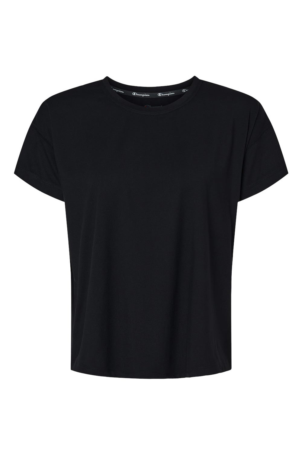 Champion CHP130 Womens Sport Soft Touch Short Sleeve Crewneck T-Shirt Black Flat Front